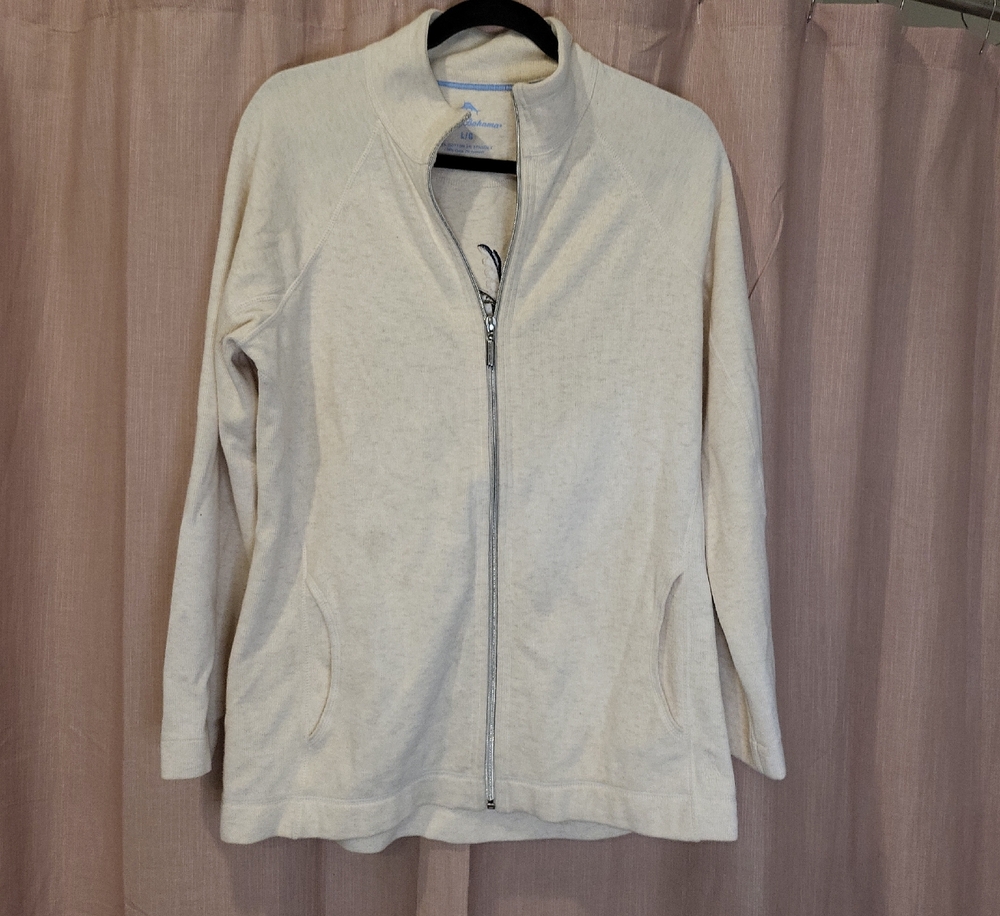 Coastal Blue Women's Light Cream Zip-Front Bomber Jacket
